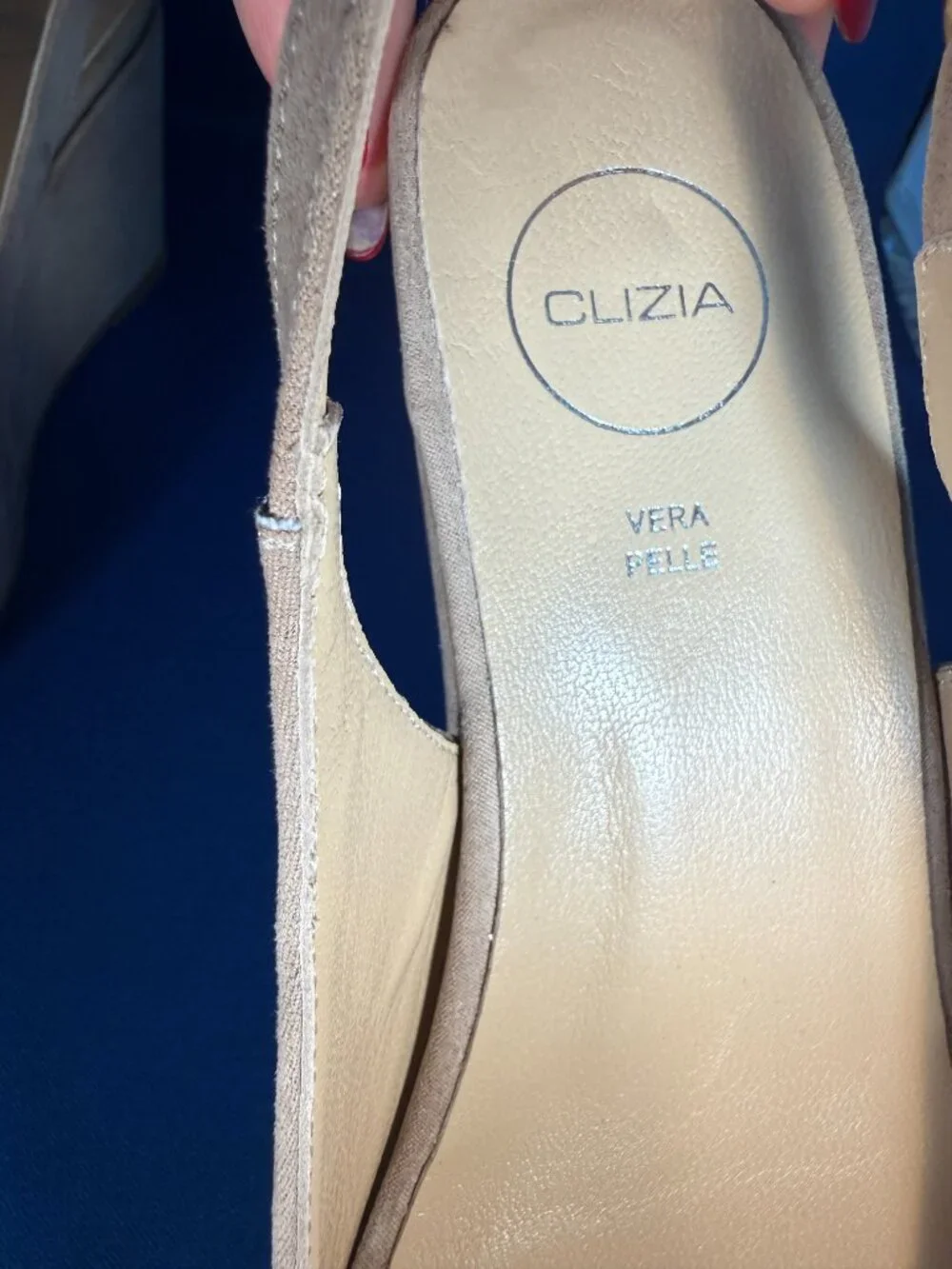 clizia beige suede peep toe wedge platform shoes